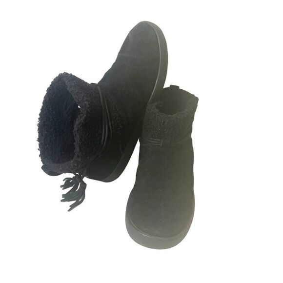 Koolaburra By Ugg Women 8 Black Suede Faux Fur Ankle Boot Casual Comfort Pull On - Picture 1 of 11
